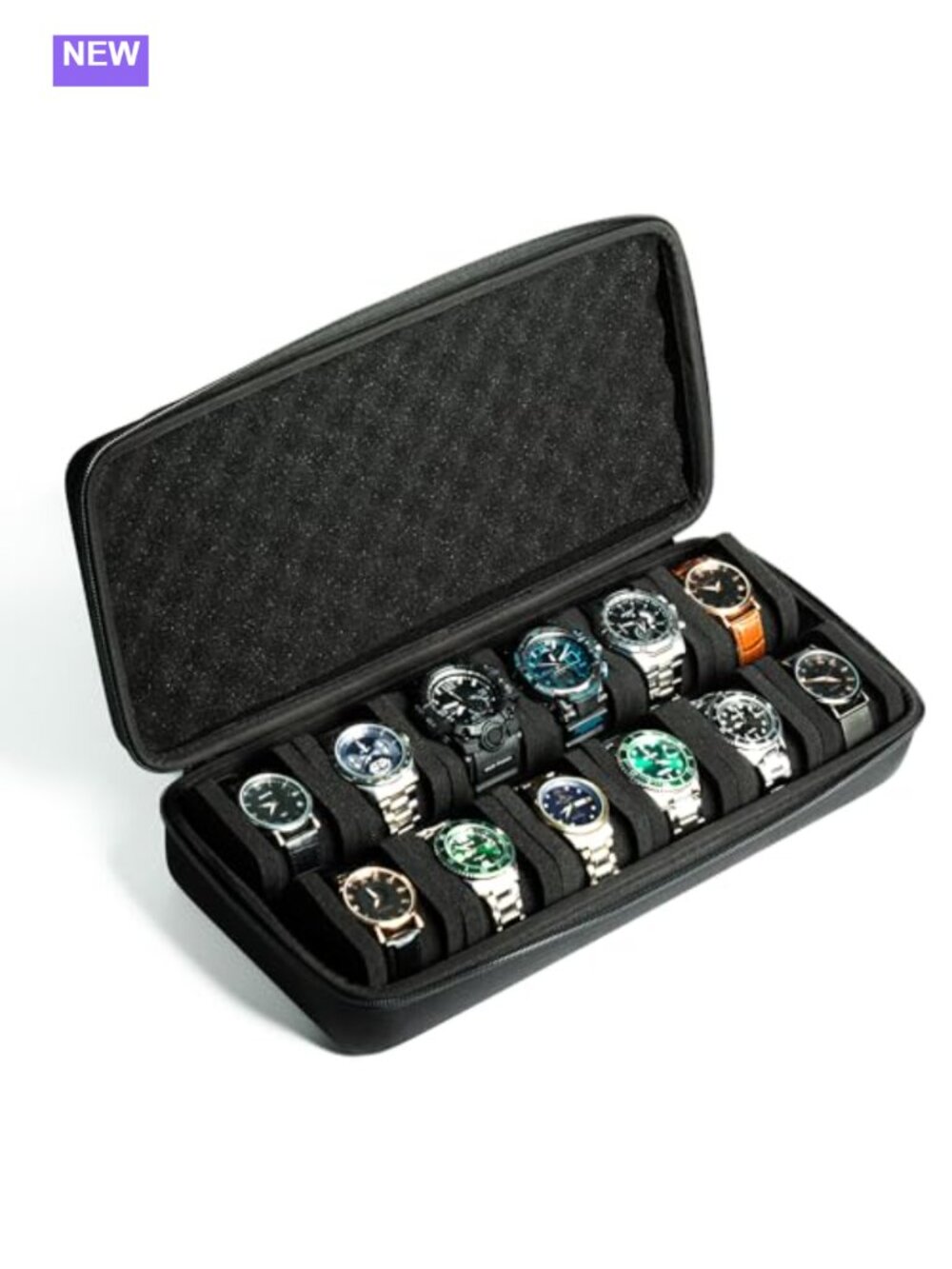 Hard 12 Slot Watch Case Travel Organizer Velvet Lined Storage Box